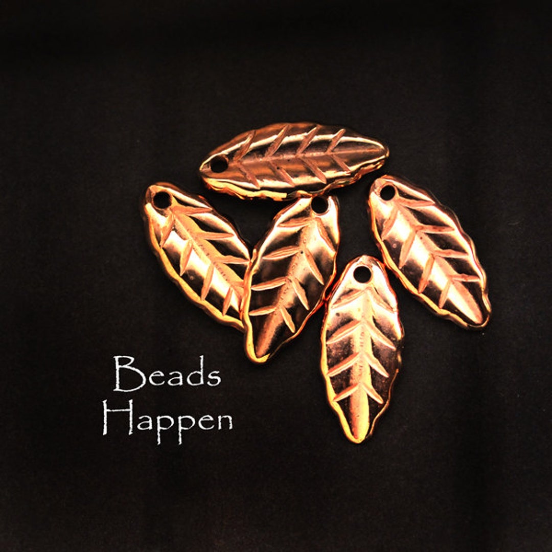 17x7.5mm Copper Metallized Leaf Dangles Beads Copper Leaves Etsy