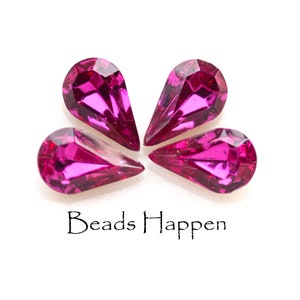 13x7.8mm SWAROVSKI Fuchsia Pink Purple Pears Pear Crystals, 13x7.8 Pears, Stones, Swarovski Article 4300/2, Austria, Quantity 4