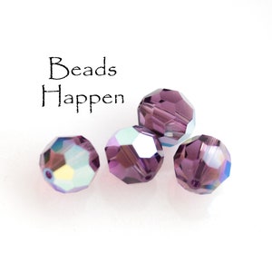 SWAROVSKI 5mm Amethyst AB Beads, Aurora Borealis, Article 5000, Quantity 4