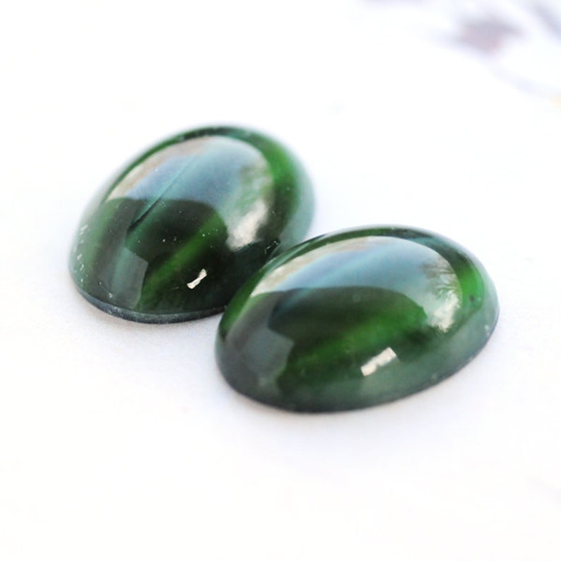 18x13mm VINTAGE Emerald Green Cats Eye Oval Cabochons Cabs - Etsy