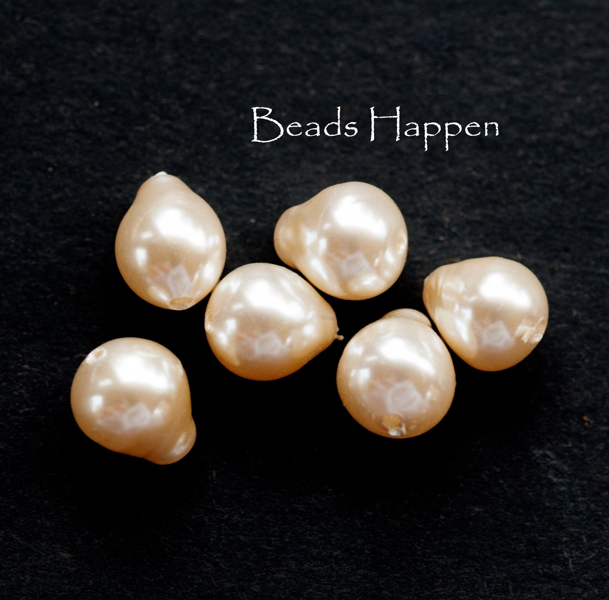 8mm Creamy Cream Teardrop Pearl Glass Beads, JAPAN, Glass Pearl