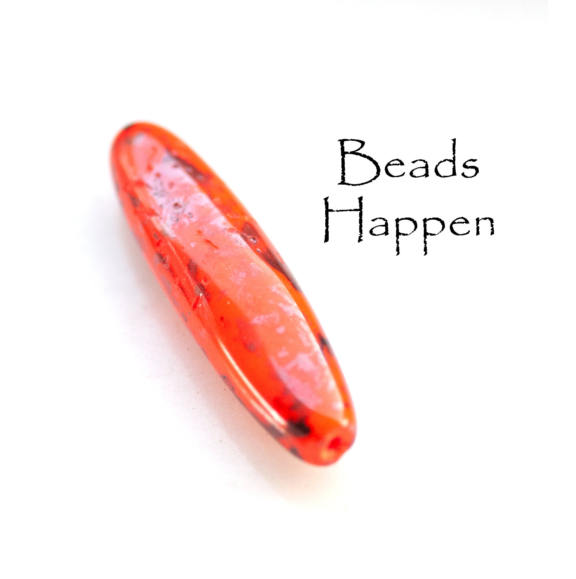 35mm Vintage Glass Bead from 1960s Austria Opaque Orange Bead Etsy