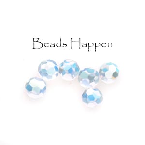 4mm Round Clear AB Round Ball Flatback Crystals, Preciosa 3/4 Ball With Flat Foiled Base, No Holes, Faceted Round Ball, Quantity 6