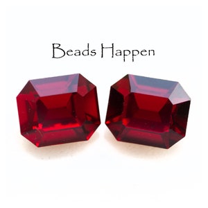 12x10mm SWAROVSKI Siam Ruby Red Octagon Strasssteine, österreichischer Kristall, Maschinenschliff (MC), Artikel 4600, Menge 2