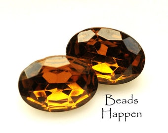 VINTAGE 18x13mm Topázio Fumado Oval Vidro Joias Pedras Strass, Topázio Fumado, Topázio Fumado, Marrom, 18x13 ovais, Quantidade 2