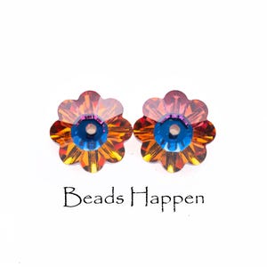 SWAROVSKI 10mm Margarita Flower Crystals Crystal Beads, Volcano Coloring, Article 3700, 10mm Flowers Flower Bead, Austria, Quantity 2