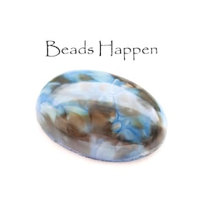 25x18mm Oval Glass Cabochon, Blue and Brown Turquoise Agate Stone Matrix Glass, Preciosa Brand from Czech Republic, 25x18 Ovals, Quantity 1