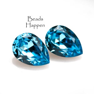 Vintage 18 x 13 mm SWAROVSKI Aquamarine Aqua Pear Crystals, 18x13 Swarovski Pears, Kryształy, Biżuteria, Jasnoniebieski, Artykuł 4320, Ilość 2