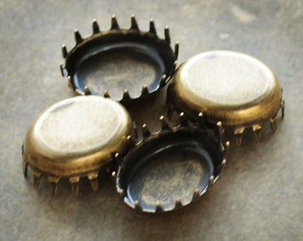 MORE in STOCK! 18x13mm 16-prong Oval Settings in Antiqued Brass, Multi Prongs Settings Setting, Quantity 4