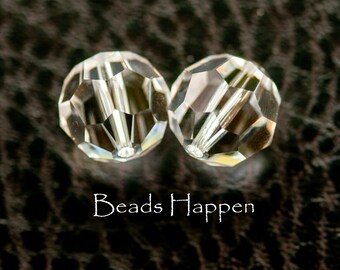 SWAROVSKI 12mm Clear Crystal Beads, Article 5000, Quantity 2