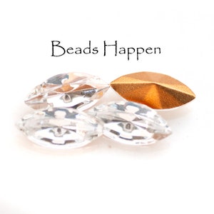 15x7mm Clear Crystal Navettes with Faceted Fronts, Foiled Point Backs, Czech Republic, 15x7 Navettes, Preciosa, Quantity 4