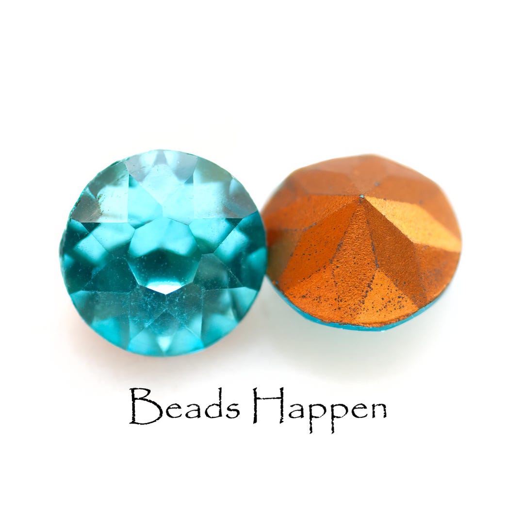 Vintage 48ss Aquamarine Aqua Blue Crystal Chatons, 11mm Round Chaton ...