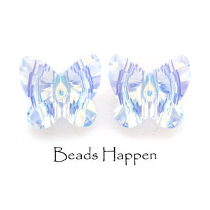 SWAROVSKI 10mm Crystal AB Butterfly Beads, Clear Aurora Borealis, Butterflies, Swarovski Article 5754 Bead, Austria, Quantity 2