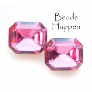 VINTAGE 12x10mm SWAROVSKI Octagon Rose Pink Jewels Stones, 12x10 octagons, Swarovski octagons, Point Backs, Quantity 2