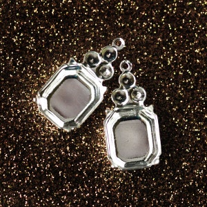 Multi Stone Setting, 12x10mm Octagon Setting, Sterling Silver Plated, Single Loop Ring, Chaton Settings, Chatons, Quantity 2
