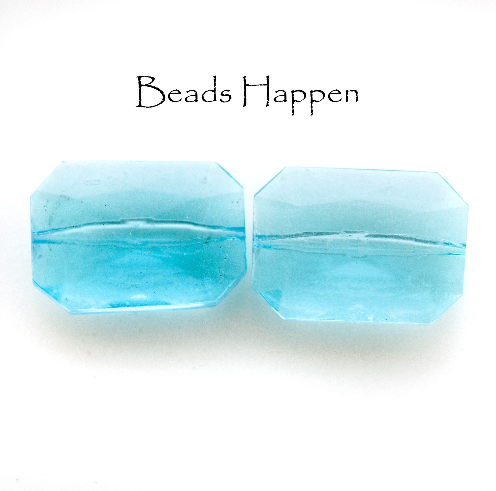 Chunky 4-Strand Triangle Glass Beads on Leather (Aqua Color Mix) –