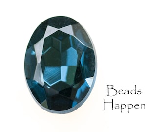 25x18mm Montana Blue Sapphire Glass Oval Stone Jewel Gem, Made in Czech Republic, Pointed Back, 25x18, Quantity 1