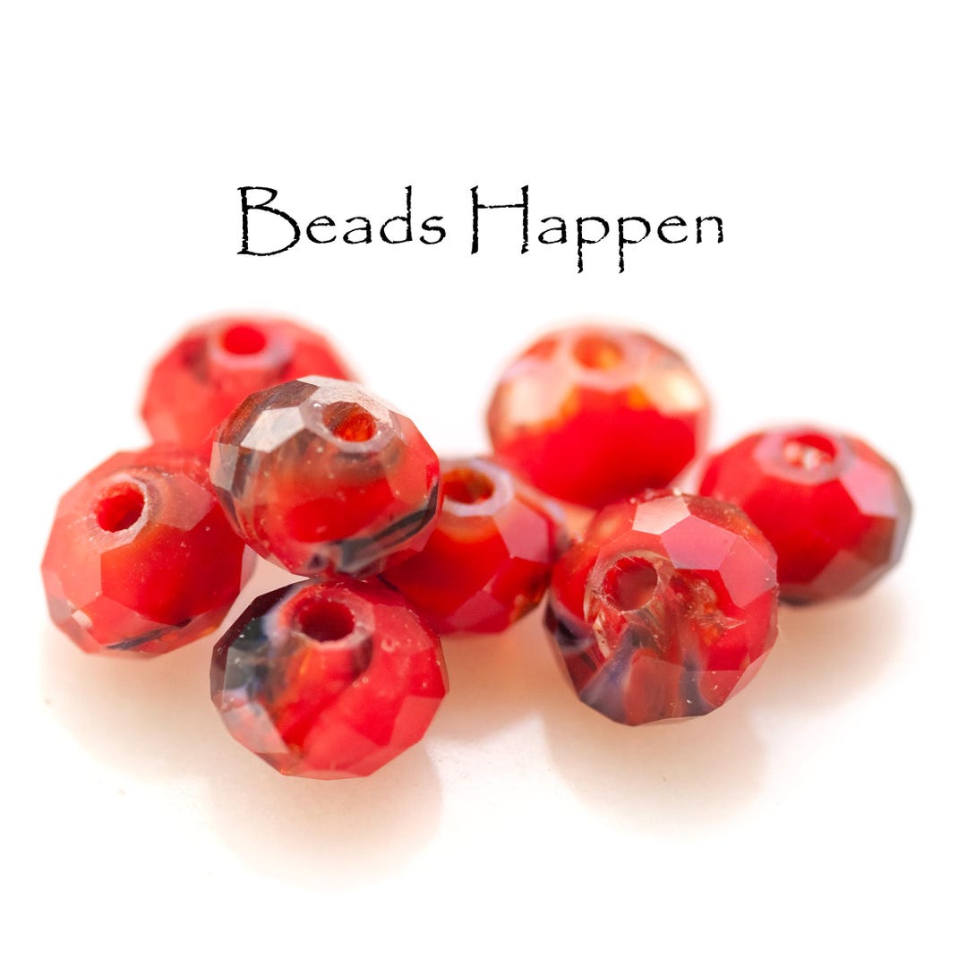 thumbnail image 2 of 8 Faceted Siam Red Glass Big Hole Beads – 14x9mm European Fit For Charm Bracelets 2 of 6