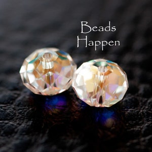 8mm SWAROVSKI Clear Crystal AB Briolette Beads, Article 5040, Flattened Round Faceted Beads, Swarovski Faceted Beads, Quantity 2