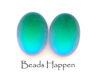 FABULOUS 18x13mm Matte Frosted Oval Ovals Cabochons from the Czech Republic, 18x13 Ovals, Green, Pink, Blue Glass Cabs, Quantity 2