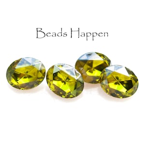10x8mm SWAROVSKI Olivine Green Oval Jewels Stones Crystals Rhinestones, Foiled Backs, Article 4130/2, 10x8 Ovals, Quantity 4