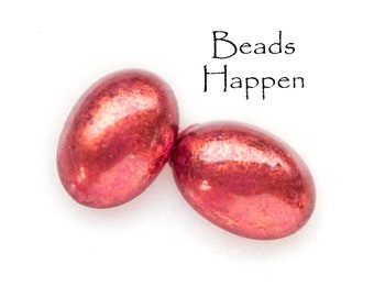 From Italy, 14x10mm Oval Cabochons with Shimmering Rustic Red Pearlized Treatment, Resin Ovals, 14x10 Cabs, Quantity 2