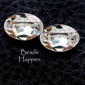 Sparkling Brilliant 16x11mm Crystal Clear Oval SWAROVSKI Crystal Jewels Stones, Article 4120, Foiled Point Backs, Quantity 2
