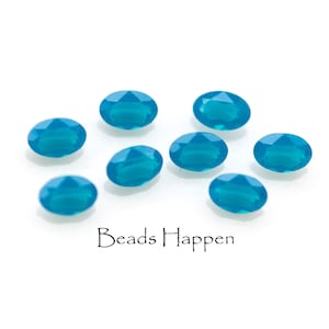 6x4mm SWAROVSKI Caribbean Blue Opal Oval Crystals Jewels Stones, Unfoiled 6x4 Ovals, Carribean, Article 4120, Quantity 8