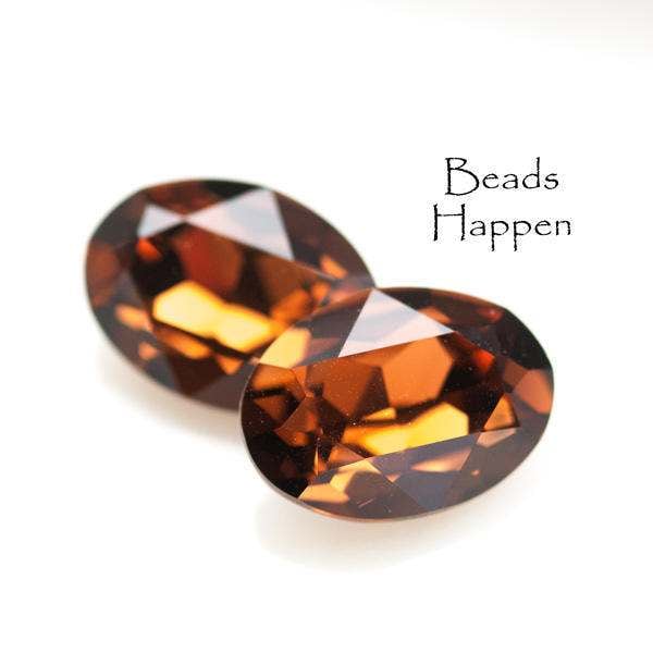 18x13mm SWAROVSKI Smoke Topaz Oval Ovals Crystals, Genuine Swarovski, Smoked Topaz, Foiled Back, Article 4120 (Wood 2R) Qty 2