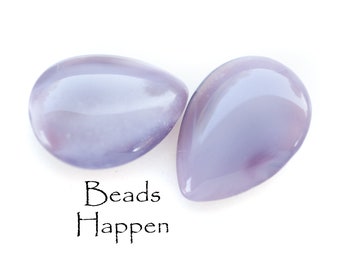 Vintage 18x13mm Light Amethyst Purple Moonstone Pear Shaped Smooth Topped Glass Gems Jewels Stones, Unfoiled, 18x13 Pear, Quantity 2