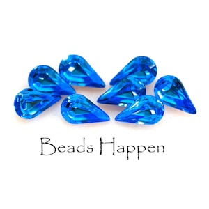 8x4.8mm SWAROVSKI Sapphire Blue Pears Pear Crystals, 8x4.8 Pears, Austria, Swarovski Article 4300/2, Rhinestones, Quantity 8