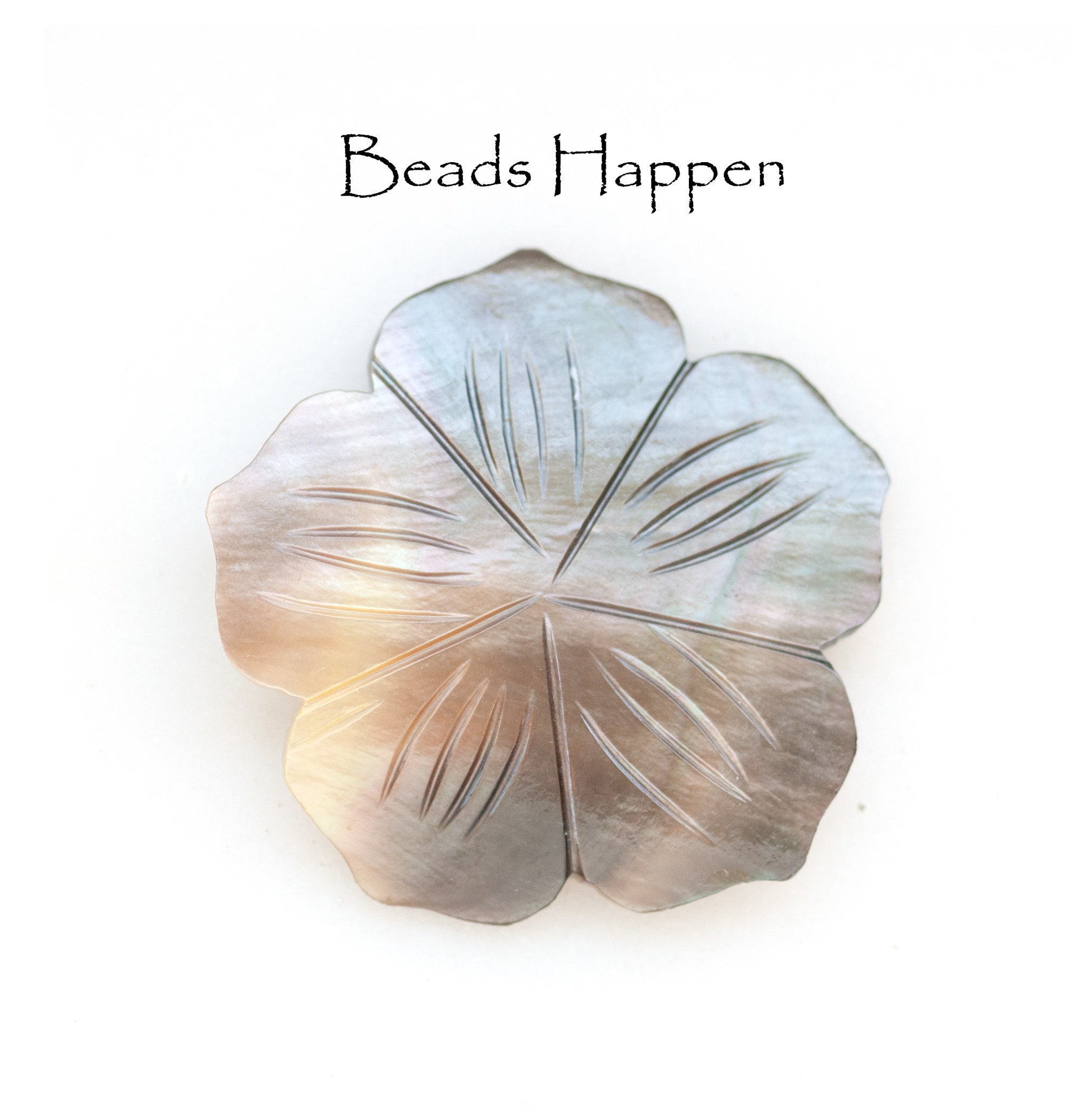 33mm Mother of Pearl MOP Carved Flower, Mother of Pearl Flower, 5 Petals, Five Petals, Flowers, Floral, Nature, Quantity 1