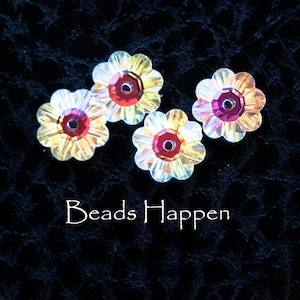 VINTAGE SWAROVSKI 8mm Margarita Flower Crystals Crystal Beads, Crystal AB, 8mm Flowers Flower Beads, Quantity 4
