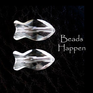 14mm Swarovski Article 5727 Fish Clear Crystal Beads, 14x12mm Faceted Fish Bead, Austria, Austrian, Quantity 2