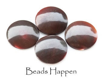 20mm Round VINTAGE Brown Shell, MOP Mother of Pearl Shell, Cabochons, Cabochon, Cab, Cabs, Curved, Lies Flat, Quantity 4