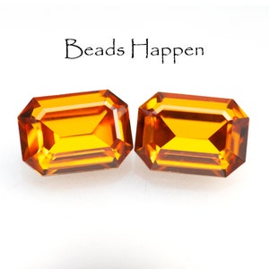 SWAROVSKI 14x10mm Topaz Octagon Crystal Stones Jewels, Article 4610, 14x10 Octagons, Rhinestones, Austria, (Wood 6L), Qty 2