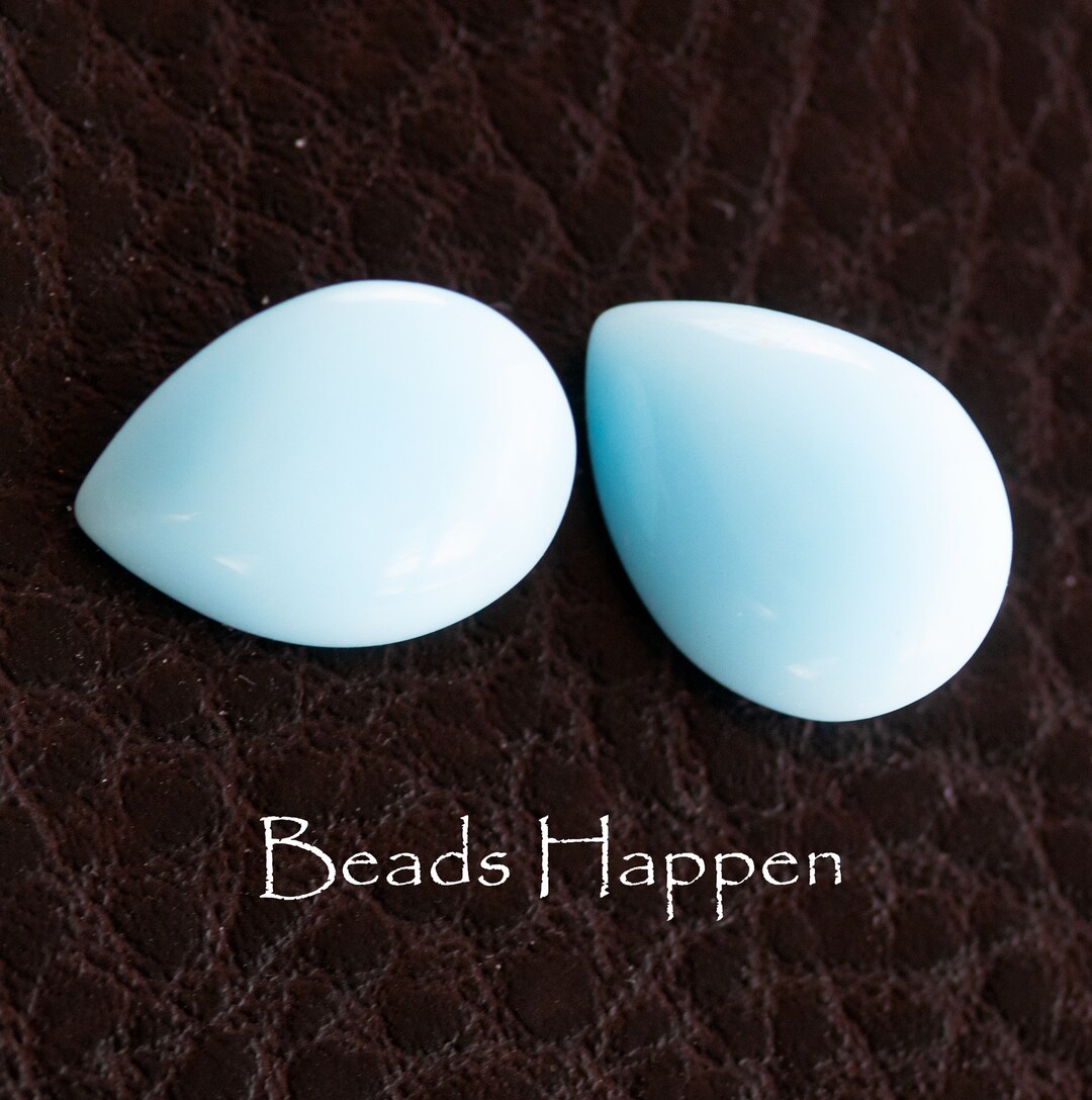 From Japan, VINTAGE 18x13mm Turquoise Light Blue Pear Teardrop