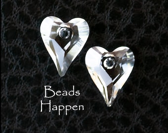 Wiszące zawieszki SWAROVSKI Wild Heart z otworem: kryształowe zawieszki 12 mm, żyrandol bez folii, fasetowany, serca Swarovski, artykuł 6240, ilość 2