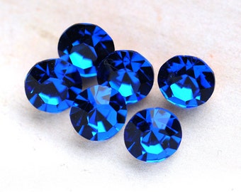 39ss Capri blauwe chatons, 39ss steentjes, ronde glazen stenen, blauw, diepblauwe chatons, saffierblauwe chatons, hoeveelheid 6