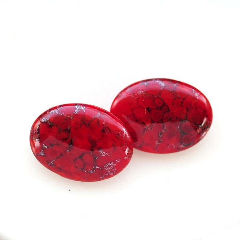 Sensational VINTAGE 18x13mm Oval Red Glass Stone Stones with Etsy