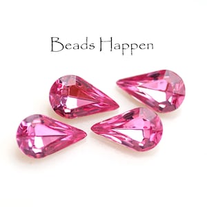 Vintage 13x7.8mm SWAROVSKI Rose Pink Pears Pear Crystals, 13x8 Pears, 13x8 stones, Swarovski pears, TTC 4300/2, Austria, Quantity 4