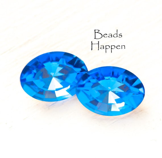 置物 SWAROVSKI Vintage 18x13mm SWAROVSKI Brilliant Sapphire Oval Crystals, Rivoli