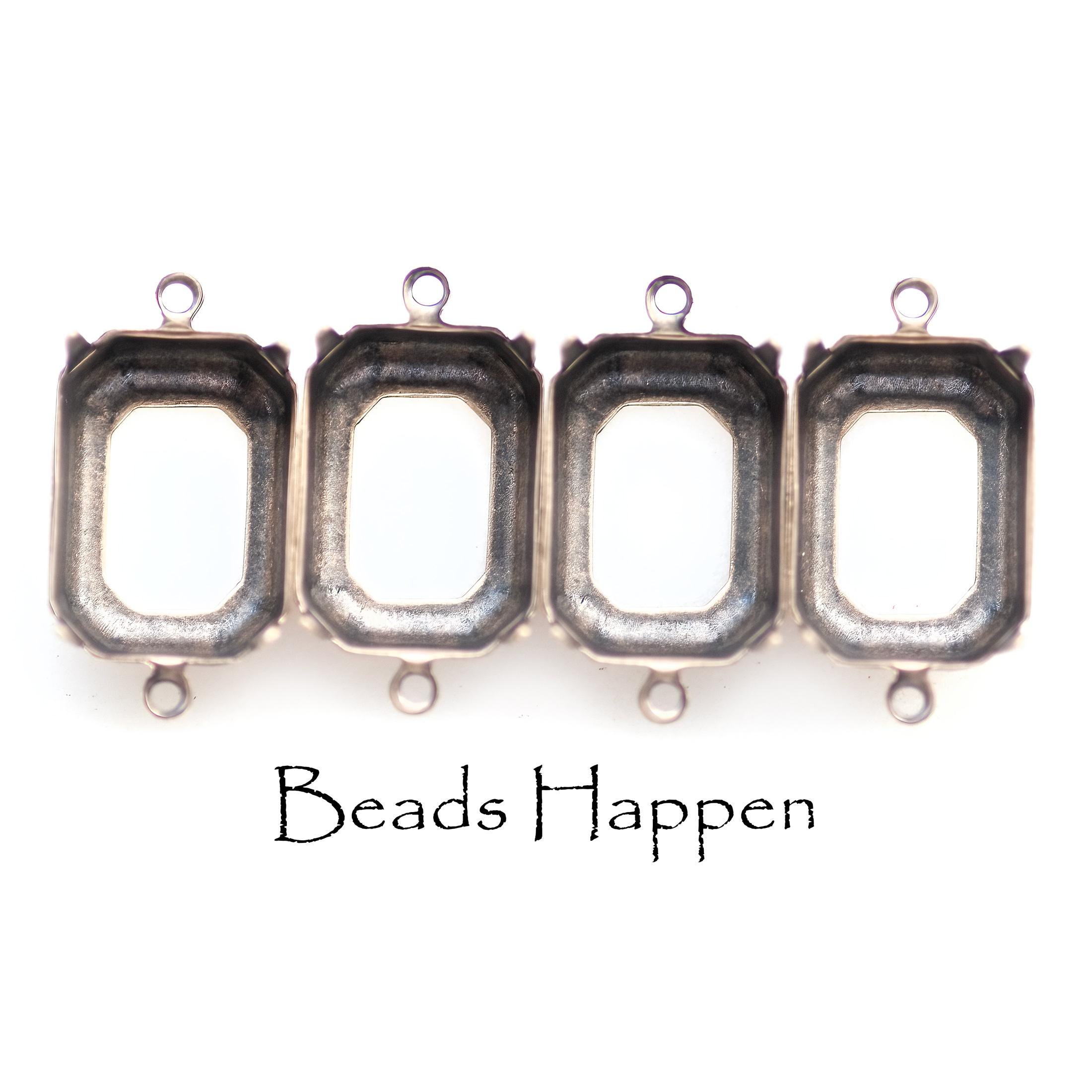 Octagonal Loops 18x13mm Open Back Octagon Settings With Two 2 Loops Rings, Antiqued ...