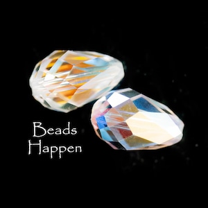 12 x 8 mm Swarovski Artikel 5500 Clear AB Teardrop Crystal Beads, Machine Cut MC Beads, Österreich, Menge 2