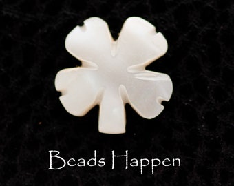 20mm Mother of Pearl Four Leaf Clover, White MOP, 4 Leaf Clover, No Holes, Vintage, Natural Shell, Quantity 1