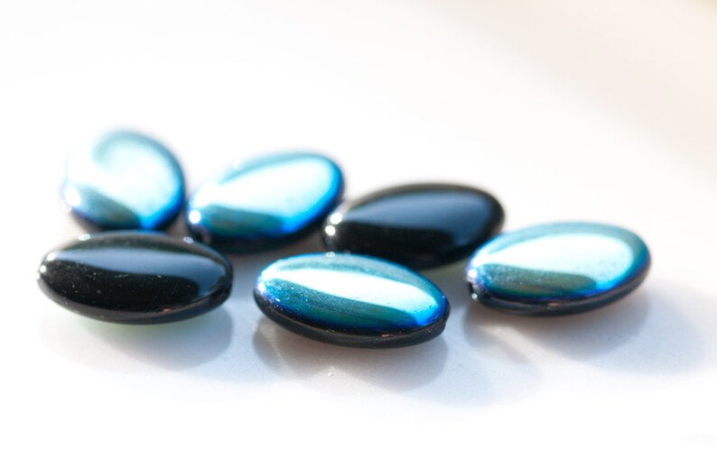 20x14mm Glass Beads With Black Jet AB Finish Ovals Oval Etsy