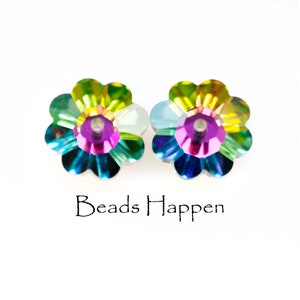 SWAROVSKI 10mm Margarita Flower Crystals Crystal Beads, Vitrail Medium, Article 3700, Flowers Flower Bead, Austria, Quantity 2
