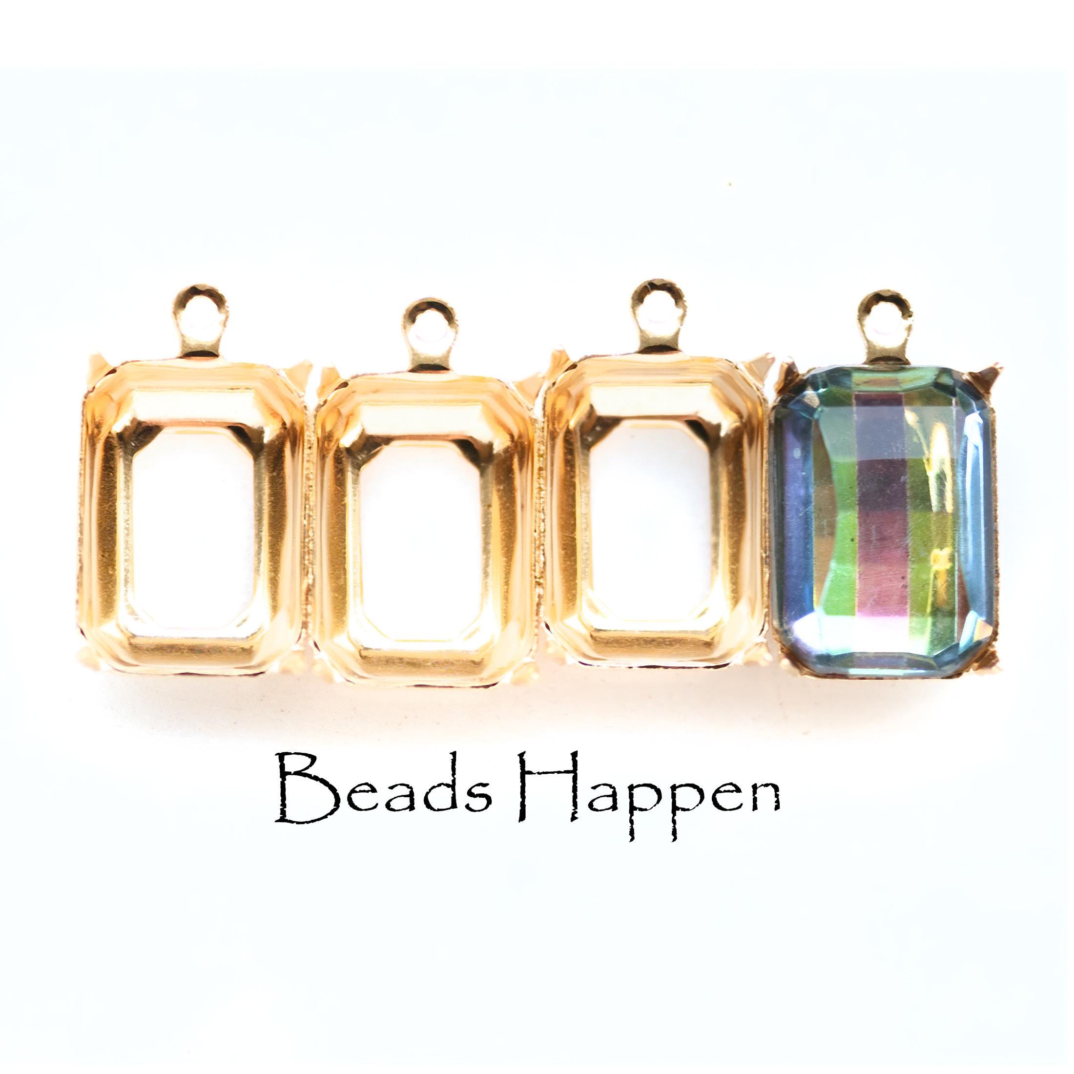 14 x 10 mm 八角形ゴールドメッキセッティング、14x10セッティング