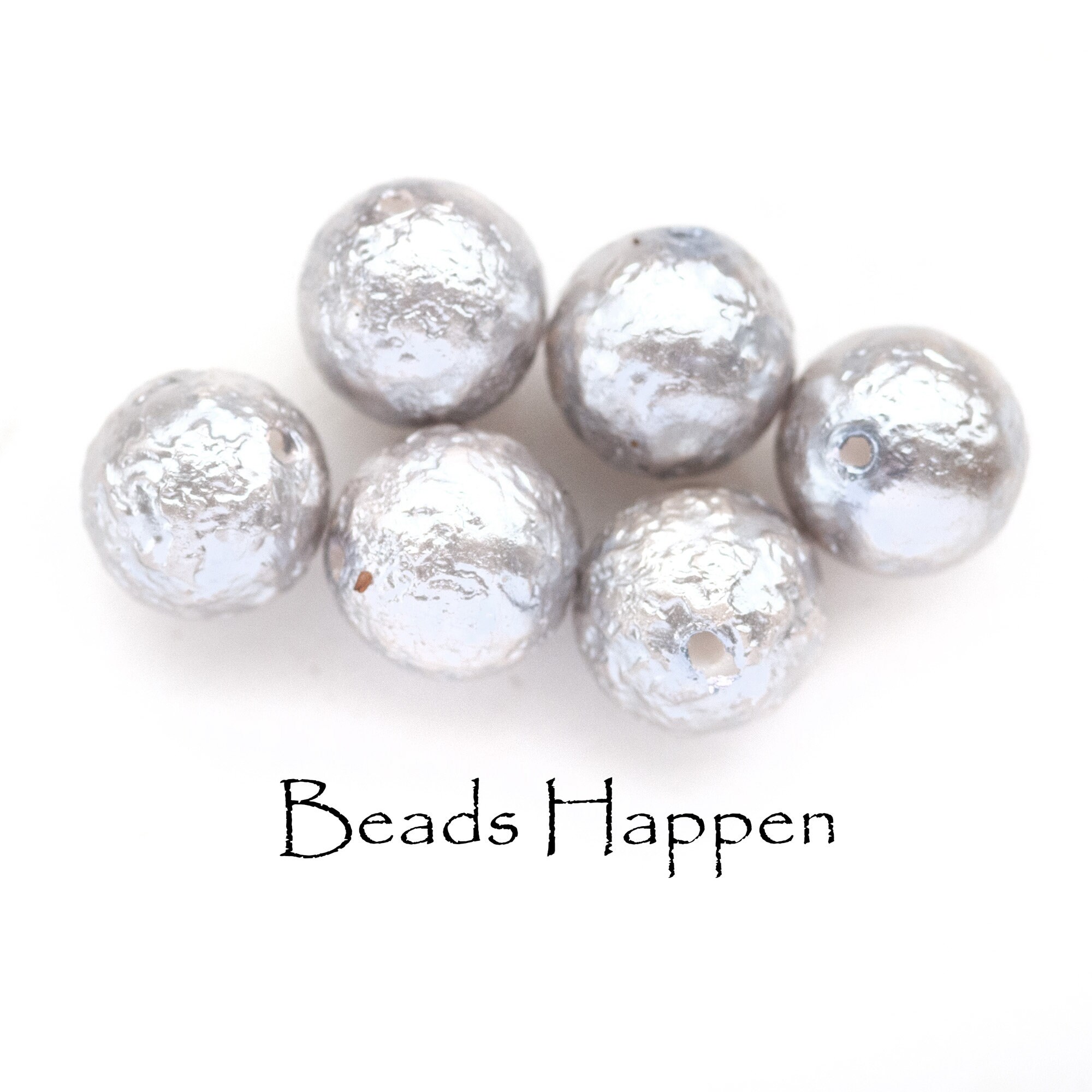 12mm Textured Bumpy Silvery Glass Pearls Pearl Beads From Czech ...