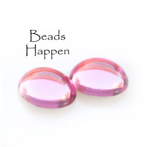 10x8mm SWAROVSKI Vintage Transparent Rose Oval Smooth Top Glass Cabochons Cabs, Silver Foiled Flat Backs, Article 2190/4, Quantity 2